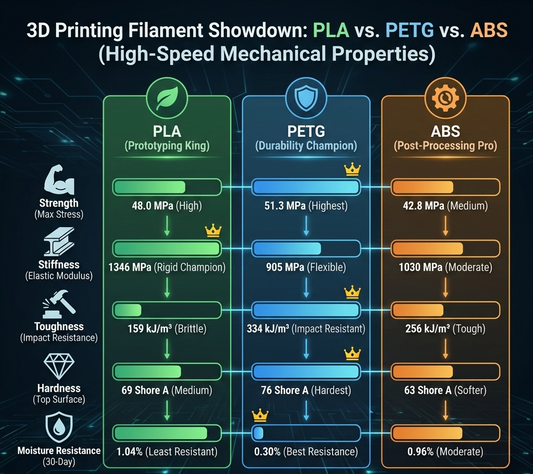 Mechanical Properties of PLA, PETG, and ABS parts Printed on a core xy 3D Printer